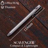 Kansept Titanium EDC Bolt-Action Pen G013H3 Scavenger– Professional Fine Tip Ballpoint Beadblasted Titanium Designed by Kevin Passon