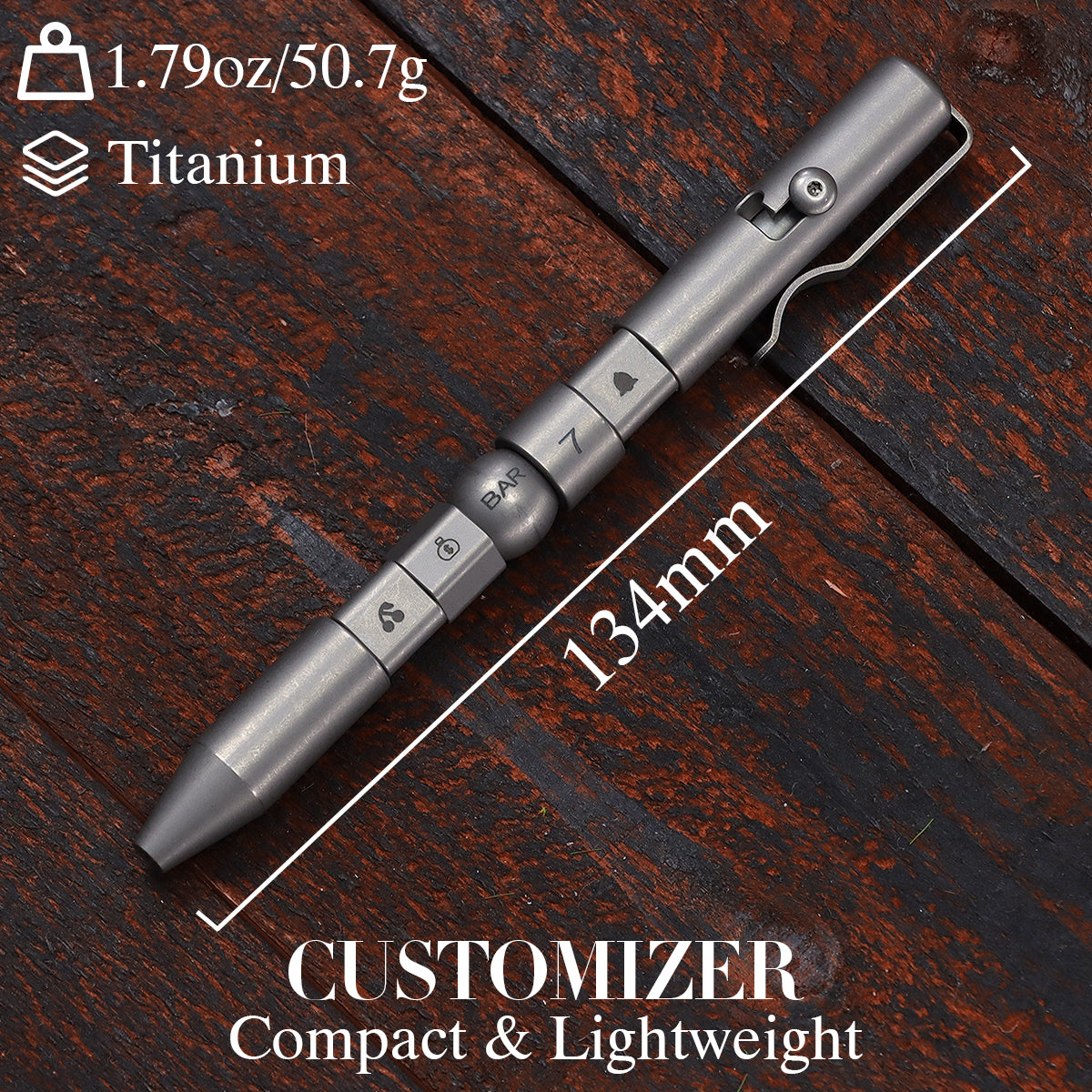 Kansept EDC Titanium Bolt-Action Pen Customizer – Customizable Inserts, Jackpot Vibes Pattern | Designed by Kevin Passon|G013P1