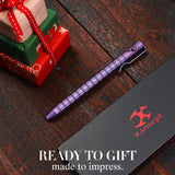 Kansept Titanium EDC Bolt-Action Pen G013H6 Scavenger– Professional Fine Tip Ballpoint Purple Anodized Titanium with Frag Pattern Designed by Kevin Passon
