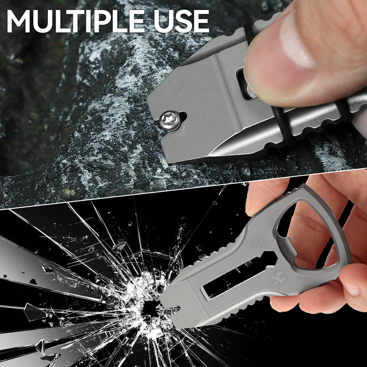 PryOfSorts Titanium EDC Multi-Tool | Pry Bar, Bottle Opener & Magnetic Bit Driver | Plain Titanium | Designed by Koch Tools-C010A1