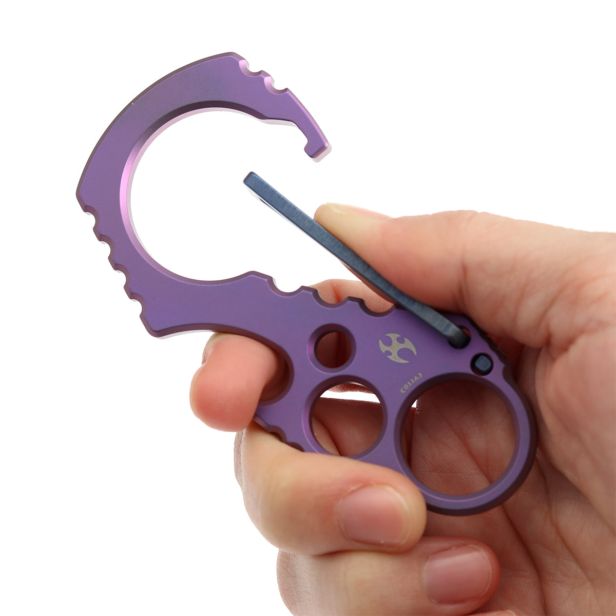 Kansept EDC Tools Carabiner C011A3 Purple Anodized Titanium with Blue Anodized Lock Climbing Carabiner Koch Tools Designed