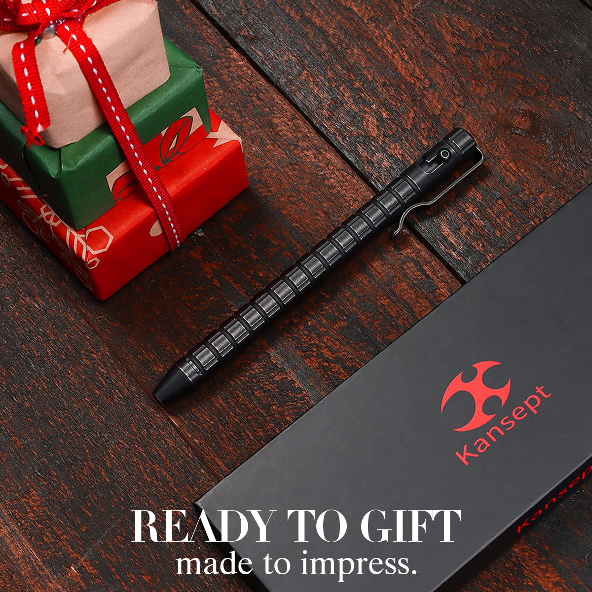 Kansept Titanium EDC Bolt-Action Pen G013H4 Scavenger– Professional Fine Tip Ballpoint Blackwash Titanium with Frag Pattern Designed by Kevin Passon