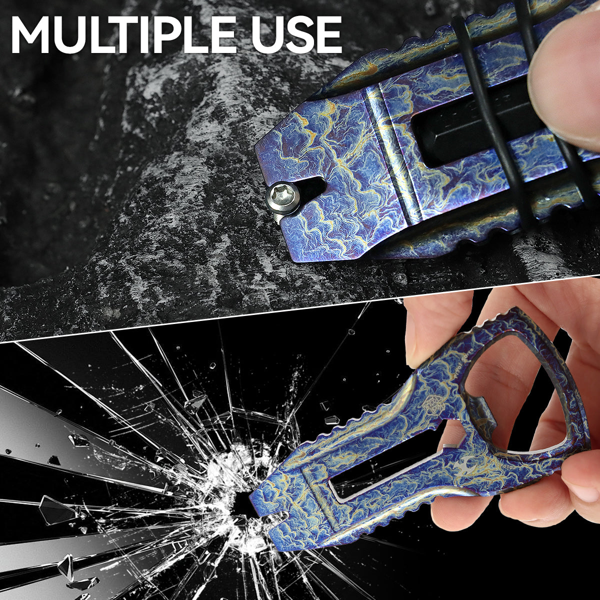 PryOfSorts Titanium EDC Multi-Tool | Pry Bar, Bottle Opener & Magnetic Bit Driver | Lightning Strike Finish | Designed by Koch Tools-C010A1