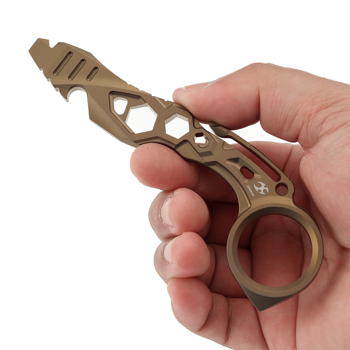 Kansept PryMate Bronze Anodized Titanium EDC Pry Bar - Glass Breaker, Bottle Opener, Hex Bit, Pocket Clip - Design by Sebastian Irawan (G008A6)
