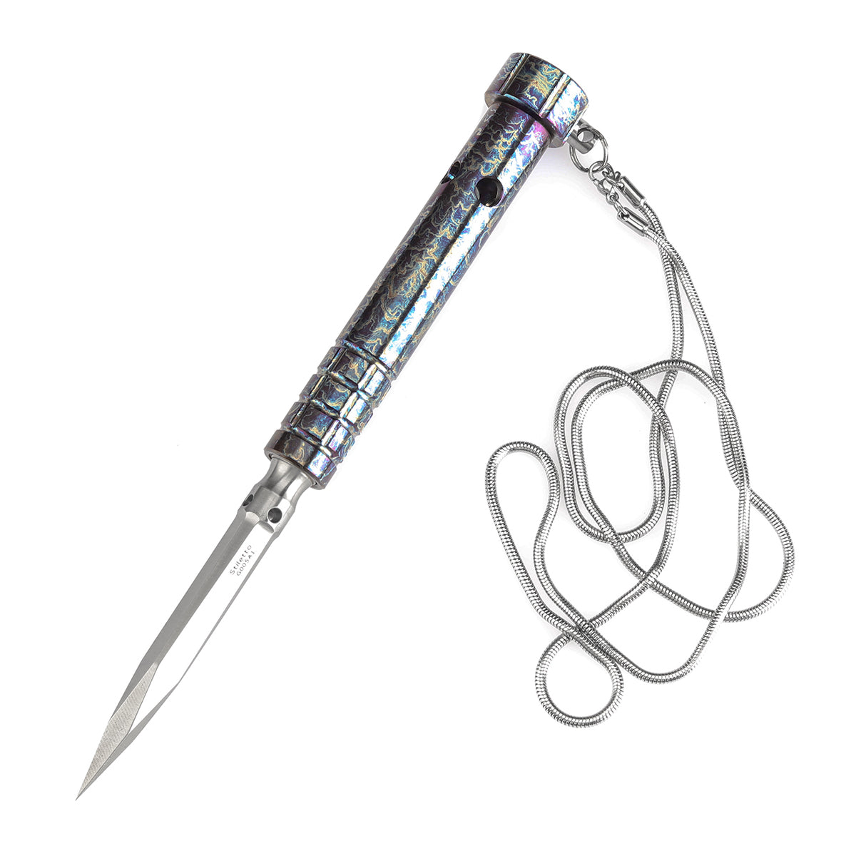 Kansept EDC Stiletto Satin 5Cr13 Blade & Titanium with Lightning Strike Finish Designed by Marco Panella Sleek EDC Gear- G005A1