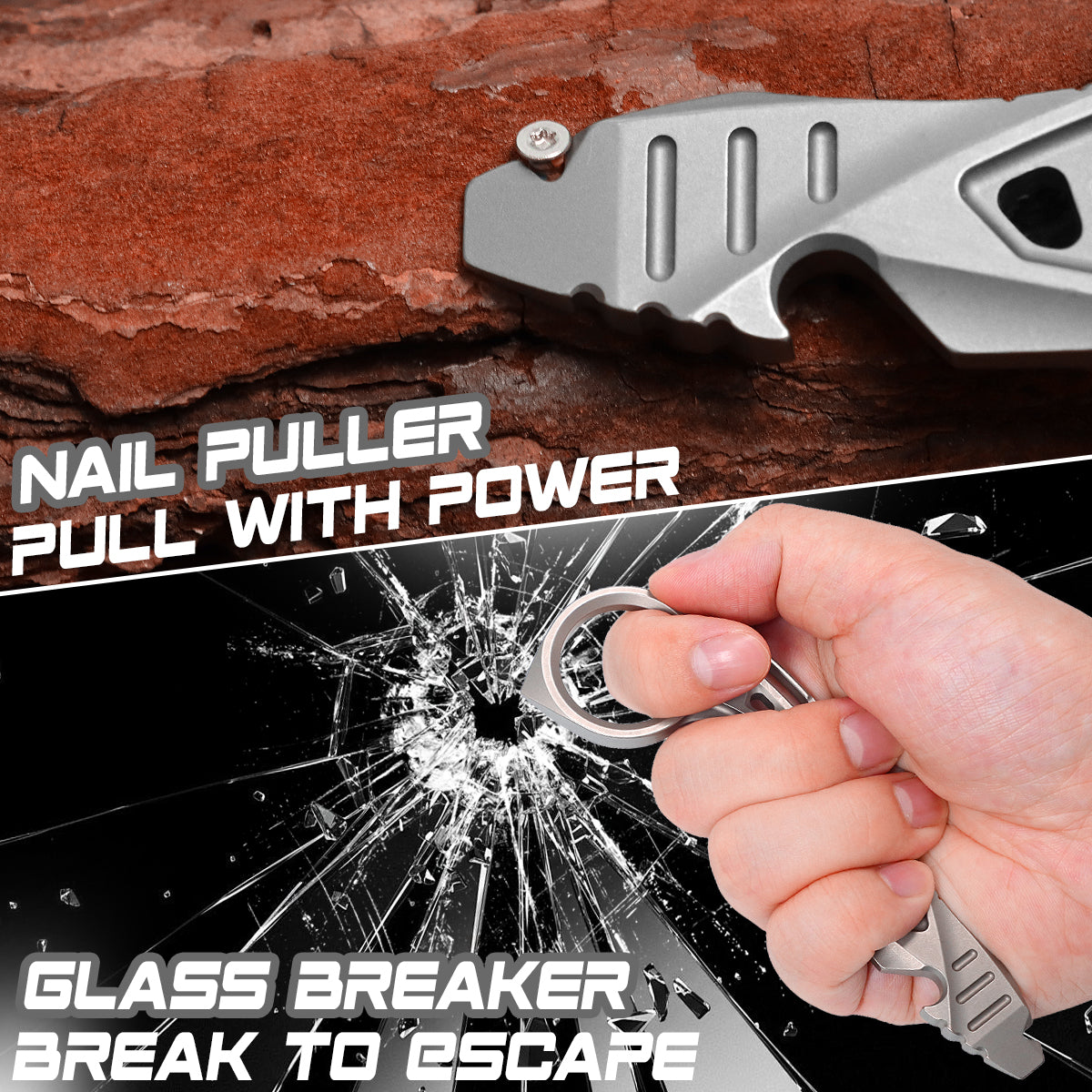 Kansept EDC PryMate G008A1 Plain Titanium Multi-Tool Pry Bar| Glass Breaker| Bottle Opener|Hex Bit - Design by Sebastian Irawan