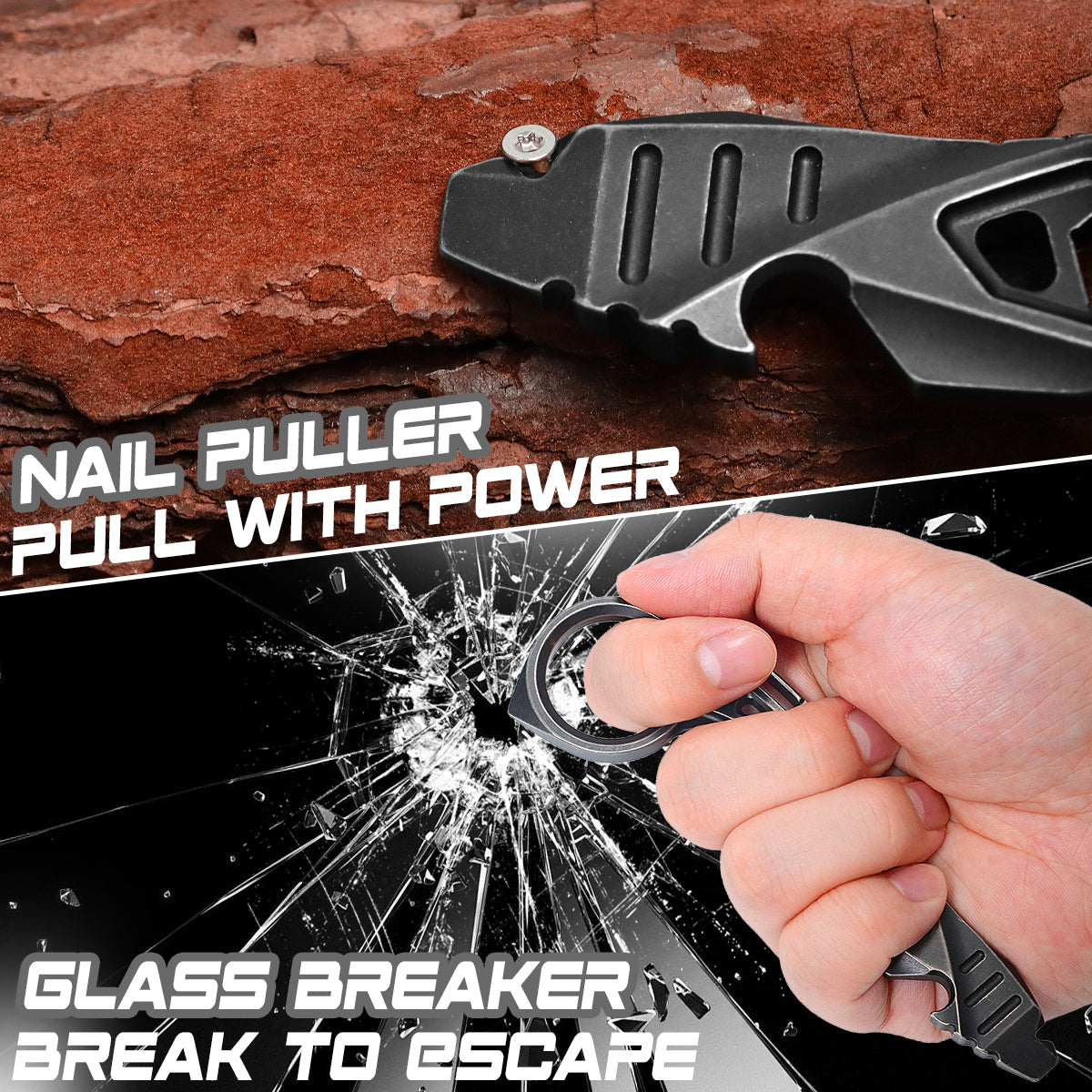 Kansept EDC PryMate G008A2 Blackwash Titanium Multi-Tool Pry Bar| Glass Breaker| Bottle Opener|Hex Bit - Design by Sebastian Irawan