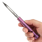 Kansept EDC Stiletto Satin 5Cr13 Blade & Purple Anodized Titanium Designed by Marco Panella Sleek EDC Gear- G005A5