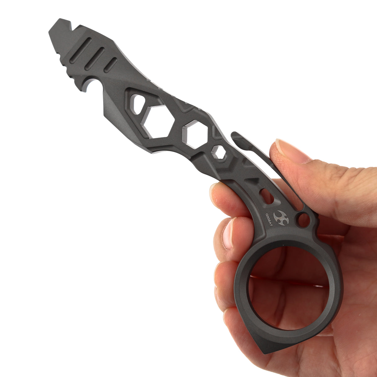 Kansept PryMate Grey Anodized Titanium EDC Pry Bar - Glass Breaker, Bottle Opener, Hex Bit, Pocket Clip - Design by Sebastian Irawan (G008A7)