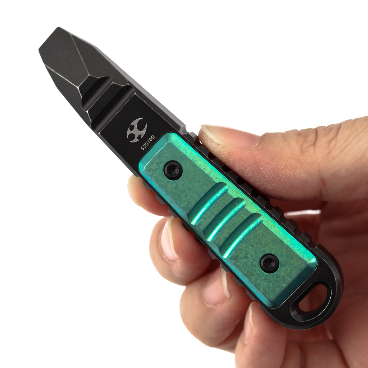 Kansept EDC Tool Kursor G015C5 Blackwash Titanium +Green Anodized Titanium Inlay Koch Tools Designed