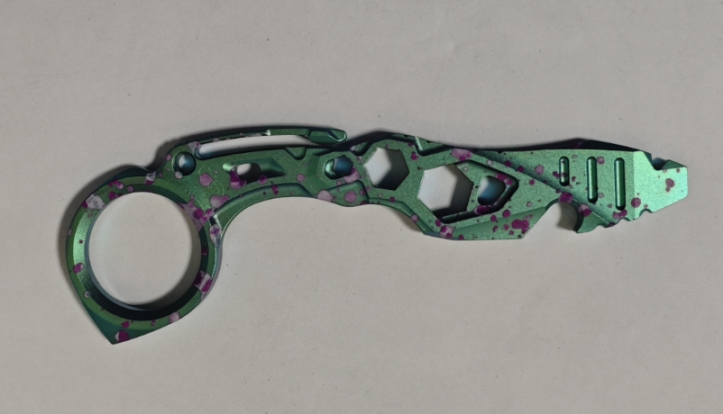 Estimated Release: Jan 15, 2026 | Kansept PryMate Green Anodized Titanium with Purple Splash Finish EDC Pry Bar - Glass Breaker, Bottle Opener, Hex Bit, Pocket Clip - Design by Sebastian Irawan (G008A9)