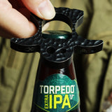 Kansept EDC Flaschenöffner Geist C009A2 Bottle Opener – Blackwash Titanium with Orange Peel Pattern Andreas Goltz Designed| Outdoor EDC Gear
