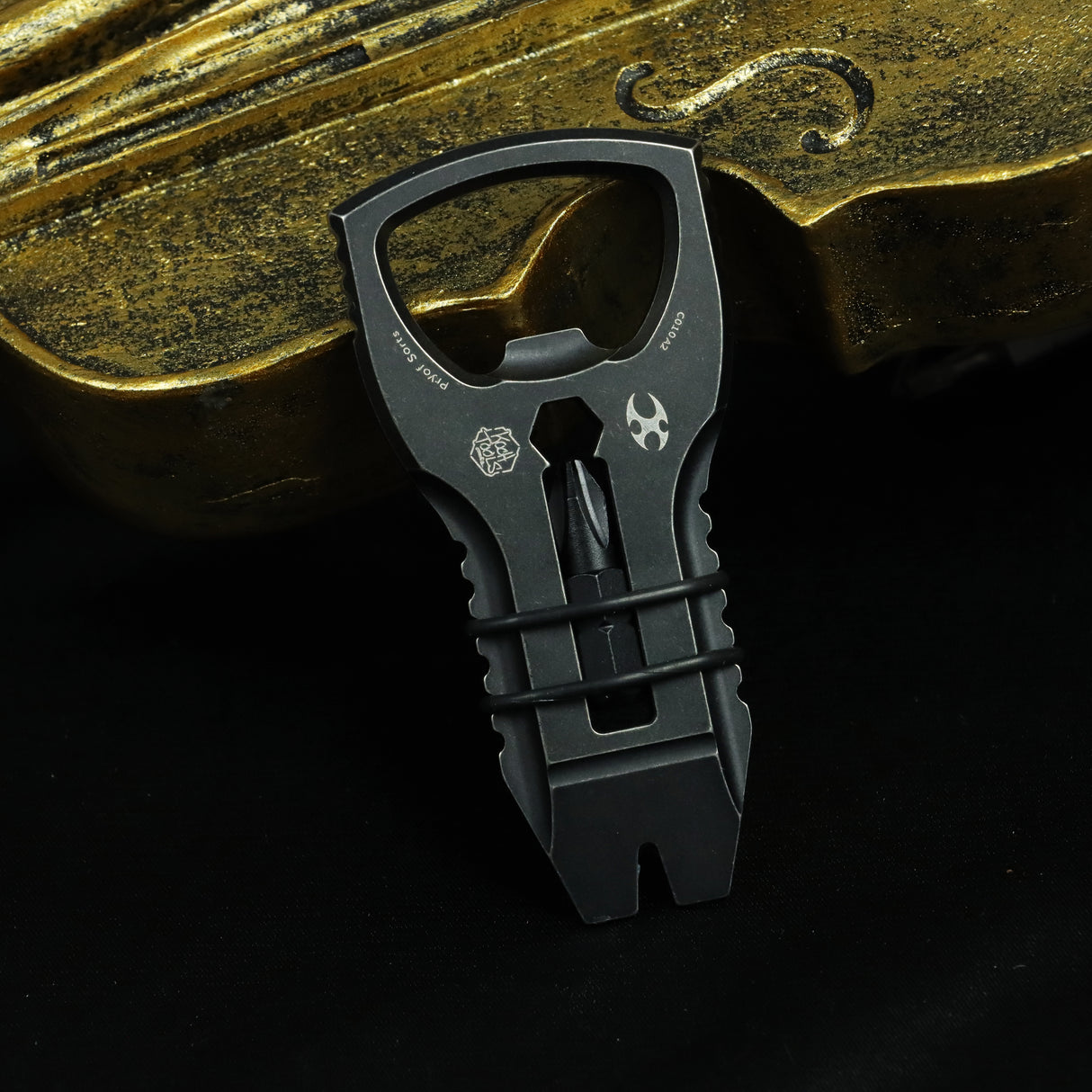 Kansept EDC PryofSorts C010A2 EDC Multi-Tool | Blackwash Titanium | Bottle Opener, Pry Bar & Screwdriver | Designed by Koch Tools