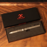 Kansept Titanium EDC Bolt-Action Pen G013P1– Rotable SHAPES with Beadblasted Titanium with Jackpot Vibes Pattern Designed by Kevin Passon