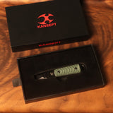 Kansept EDC Tool Kursor G015A1 Blackwash Titanium+Green Micarta with Tsukamaki-Inspired Pattern Koch Tools Designed