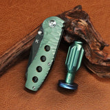 Kansept EDC Bit Driver Drive-R-Saurus G018P2 – Green Anodized Titanium Palm Multitool with Spinner Top | Jesse Pauley Design